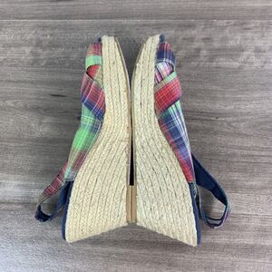Mossimo Supply Co. Wedge Sandals Size 9.5 Heels Open Toes Plaid Espadrille